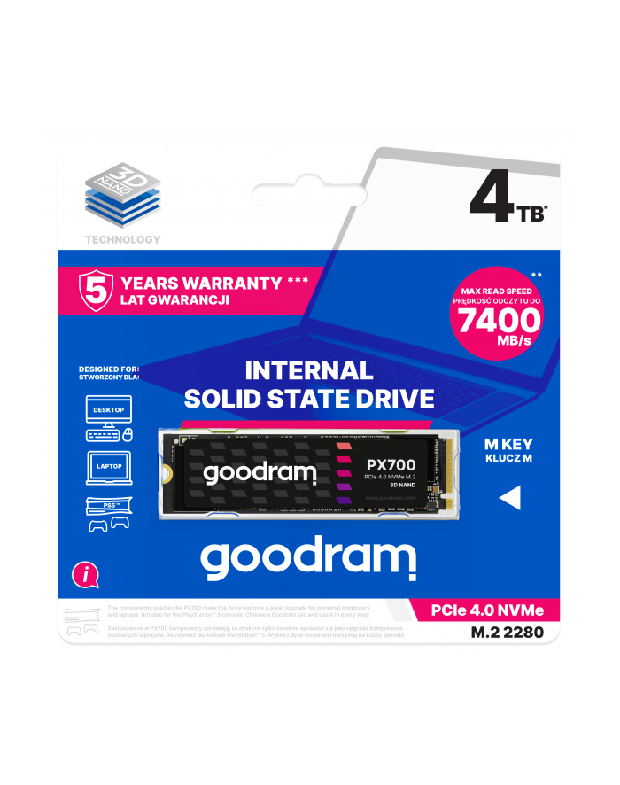 goodram Dysk SSD PX700 4TB M.2 PCIe 2280 4x4 7400/6500MB/s główny