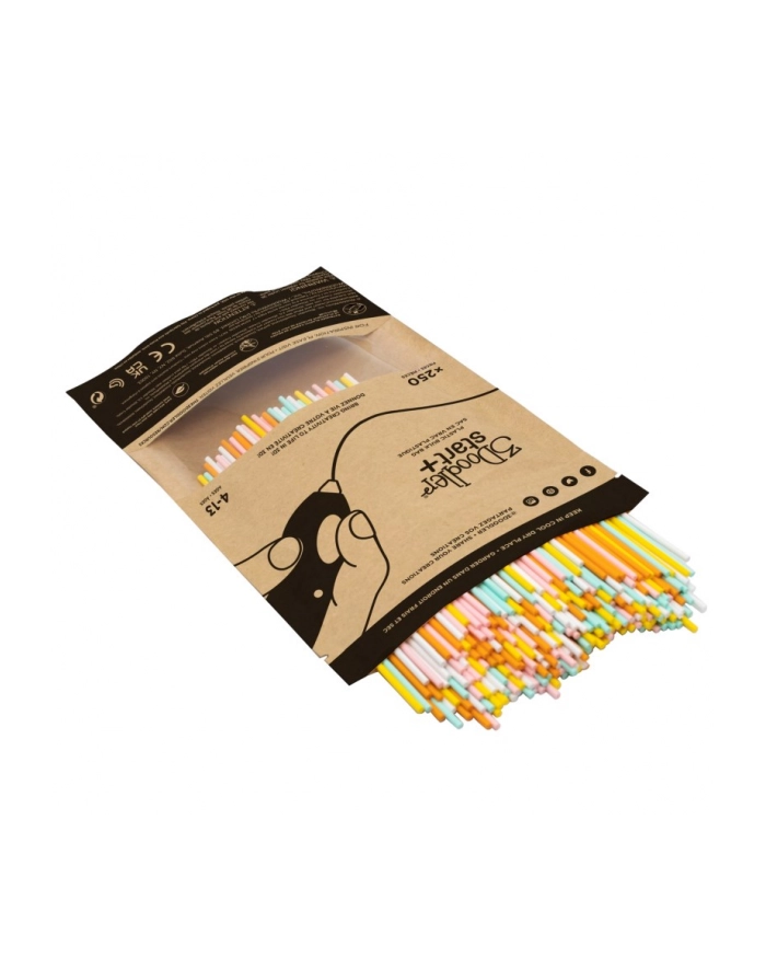 3DOODLER START FILAMENT ECO 25MM, 250 SZTUK, 5 KOLORÓW (BIAŁ/MIĘT/ŻÓŁ/POM/RÓŻ), FIRE AND ICE, 3DS-ECO-MIX1-250 główny