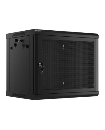 Szafa instalacyjna Lanberg rack wisząca 19'' 9U 600x450 drzwi perforowane czarna (flat pack)