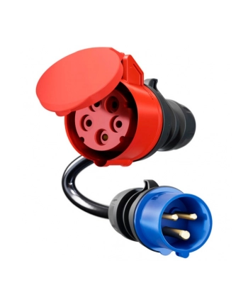 go-e adapter for Gemini flex 11 kW, CEE red three-phase current 16A > CEE blue 16A (Kolor: CZARNY, 30cm)