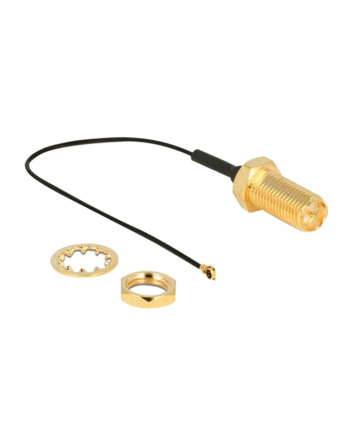 DeLOCK antenna cable RP-SMA (socket for installation) > MHF 4 (plug), adapter (grey/gold, 10cm) główny