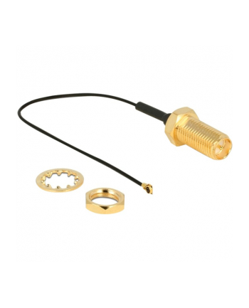DeLOCK antenna cable RP-SMA (socket for installation) > MHF 4 (plug), adapter (grey/gold, 10cm)