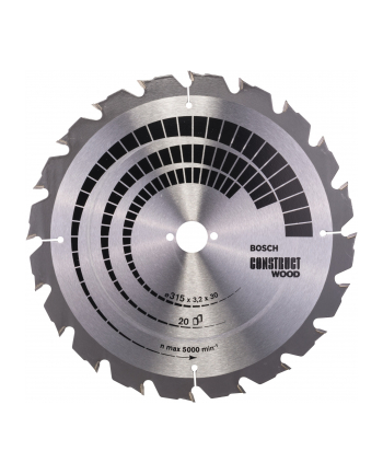 bosch powertools Bosch circular saw blade Construct Wood, 315mm, 20Z (bore 30mm, for table saws)