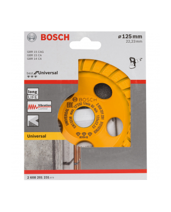 bosch powertools Bosch diamond cup wheel Best for Universal Turbo, 125mm, grinding wheel (bore 22.23mm, for concrete and angle grinders)