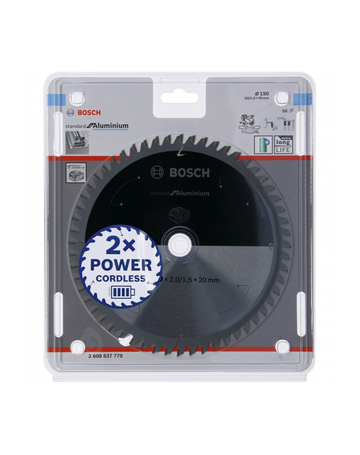 bosch powertools Bosch circular saw blade standard for aluminum, 190mm, 56Z (bore 20mm, for cordless saws) główny