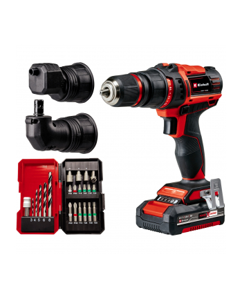 Einhell cordless drill/driver set TE-CD 18/45 3X-Li +22, 18Volt (red/Kolor: CZARNY, Li-ion battery 2.0Ah, 22-piece accessories)