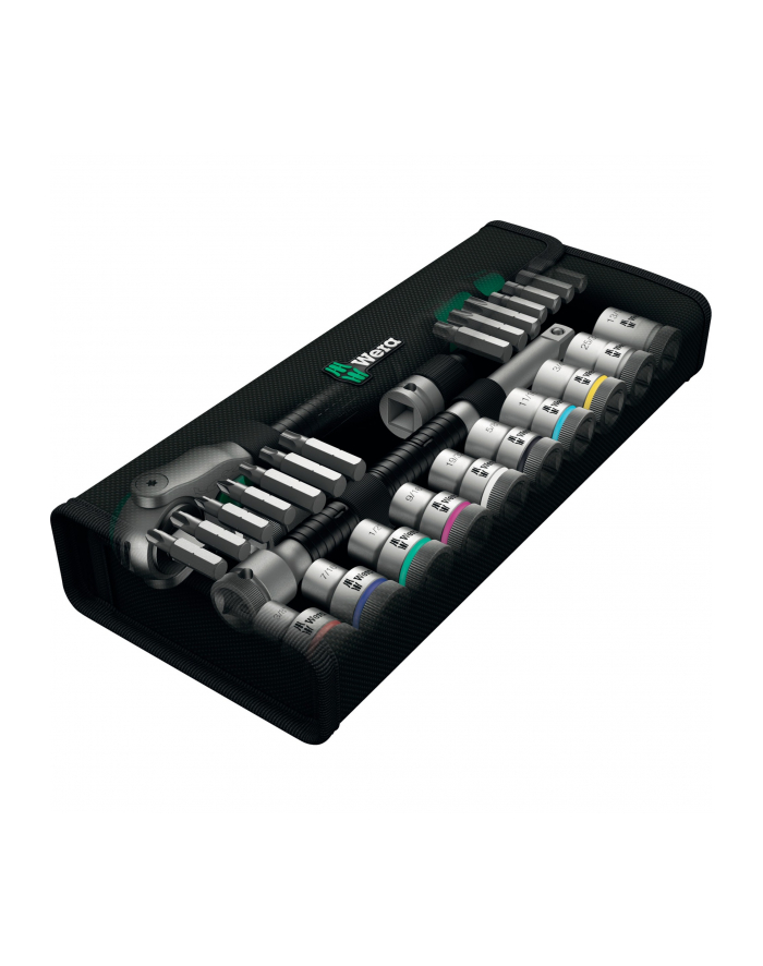 Wera 8100 SC 9 Zyklop speed ratchet set, imperial, 28 pieces, tool set (Kolor: CZARNY/green, 1/2, speed ratchet with swiveling head) główny