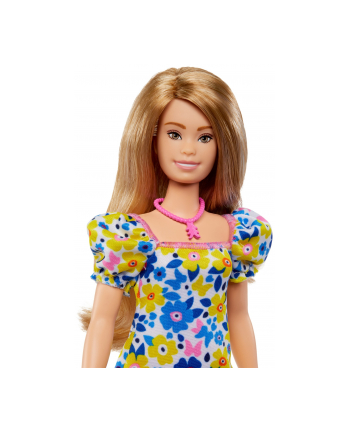 Mattel Barbie Fashionistas doll with Down Syndrome in a floral dress