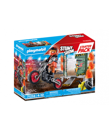 PLAYMOBIL 71256 Stunt Show Starter Pack Stunt Show Motorbike with Wall of Fire Construction Toy