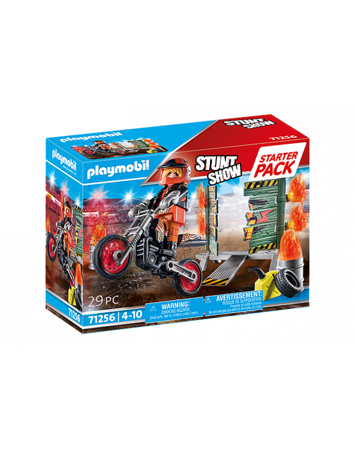PLAYMOBIL 71256 Stunt Show Starter Pack Stunt Show Motorbike with Wall of Fire Construction Toy główny