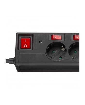 goobay 6-way power strip with switches (Kolor: CZARNY, 1.5 meters, surge protection )