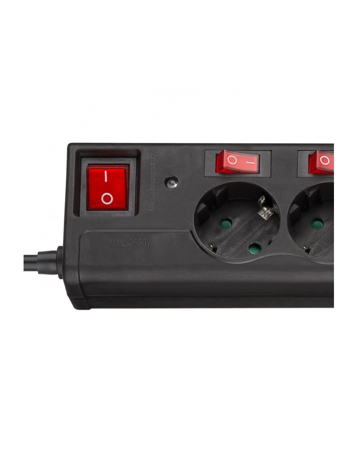 goobay 6-way power strip with switches (Kolor: CZARNY, 1.5 meters, surge protection ) główny