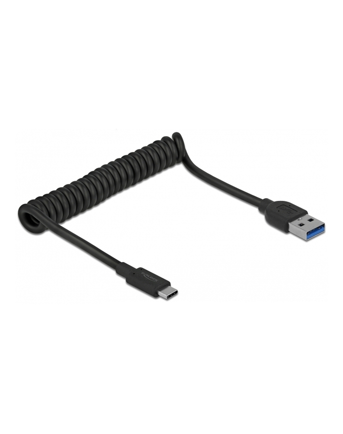 DeLOCK USB 3.2 Gen 2 spiral cable, USB-A male > USB-C male (Kolor: CZARNY, 1.2 meters) główny