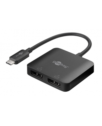 goobay USB adapter, USB-C plug > 2x DisplayPort socket (Kolor: CZARNY, 12cm, up to 8K @ 30Hz)