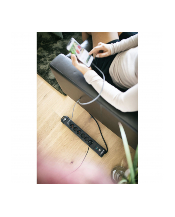 Brennenstuhl Premium-Line power strip 6-way (Kolor: CZARNY, 3 meters, 2x USB)
