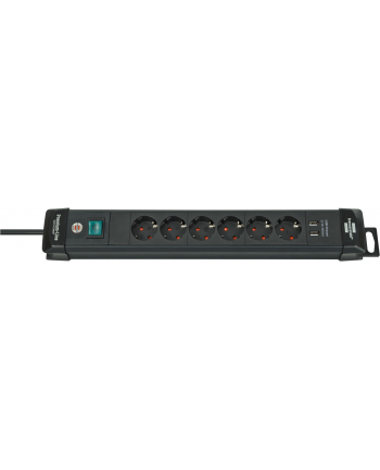 Brennenstuhl Premium-Line power strip 6-way (Kolor: CZARNY, 3 meters, 2x USB)