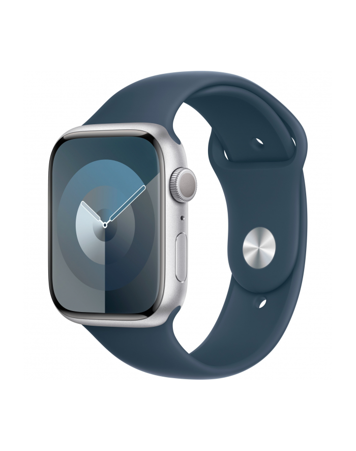 Apple Watch Series 9, Smartwatch (silver/blue, aluminum, 45 mm, sports band) główny