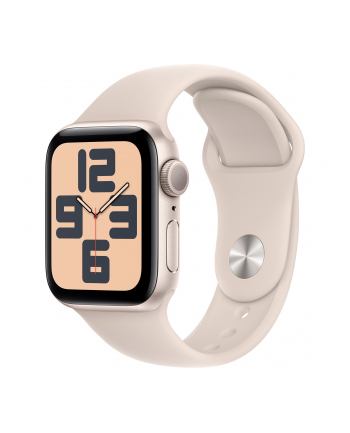 Apple Watch SE (2023), Smartwatch (silver/light beige, 40 mm, sports strap, aluminum)