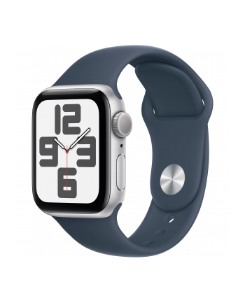 Apple Watch SE (2023), Smartwatch (silver/blue, 40 mm, sports strap, aluminum)