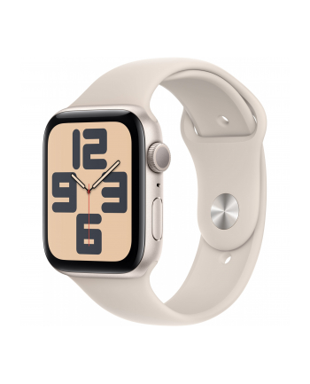 Apple Watch SE (2023), Smartwatch (silver/light beige, 44 mm, sports strap, aluminum)