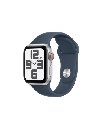 Apple Watch SE (2023), Smartwatch (silver/blue, 40 mm, sports strap, aluminum, cellular)