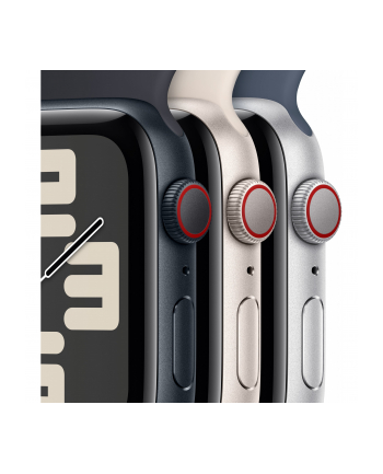 Apple Watch SE (2023), Smartwatch (silver/blue, 40 mm, sports strap, aluminum, cellular)