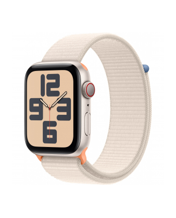 Apple Watch SE (2023), Smartwatch (silver/light beige, 44 mm, Sport Loop, Aluminum, Cellular)