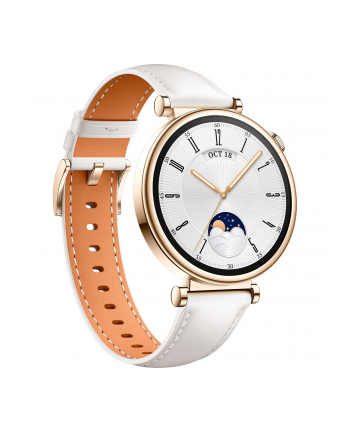 Smartphome Huawei Watch GT4 41mm (Aurora-B19L), smartwatch (gold/Kolor: BIAŁY, Kolor: BIAŁY-brown leather strap)