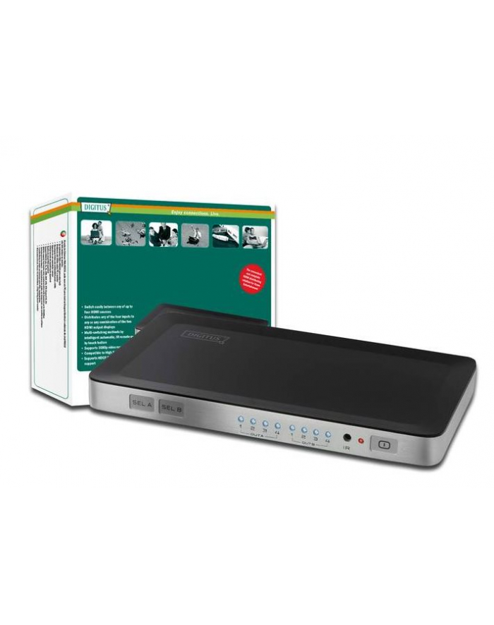 Switch HDMI video matrix 4wejścia / 2wyjścia, 1080p, HDCP, DTS-HD, LPCM główny