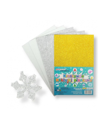 polsirhurt Kreatywne naklejki piankowe Śnieżynki brokatowe 20,3x31,2cm mix kolorów 5 arkuszy cena za op