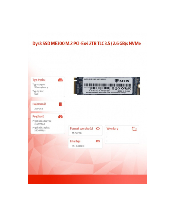 afox Dysk SSD ME300 M.2 PCI-Ex4 2TB TLC 3.5 / 2.6 GB/s NVMe