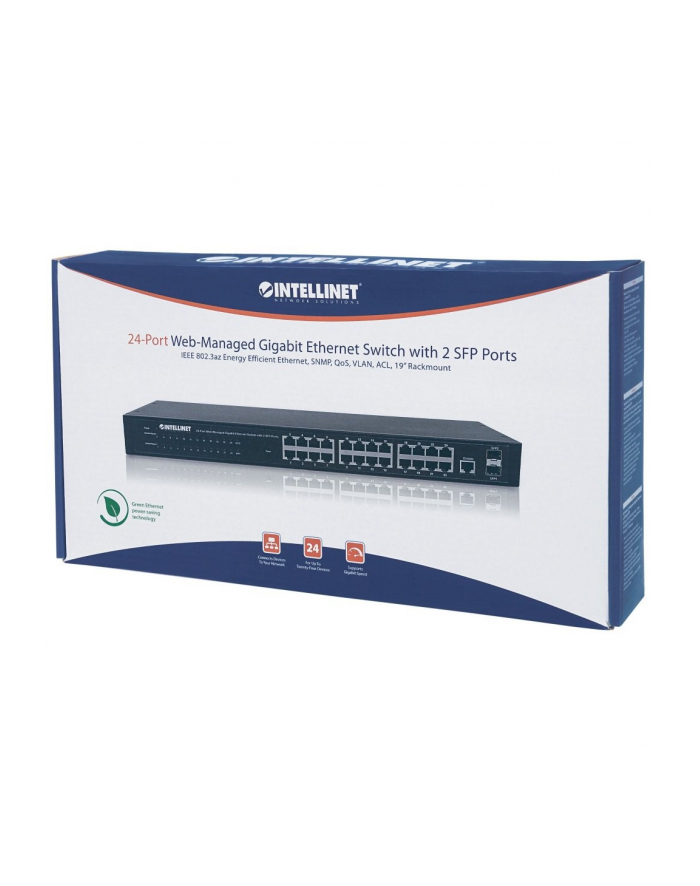 Przełącznik Intellinet Giga 24x RJ45 + 2x SFP WEB-SMART VLAN QOS Rack główny
