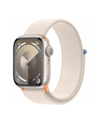 Apple Watch Series 9, Smartwatch (silver/light beige, aluminum, 41 mm, Sport Loop)