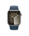 Apple Watch Series 9, Smartwatch (silver/dark blue, stainless steel, 41 mm, sports strap, cellular) - nr 9