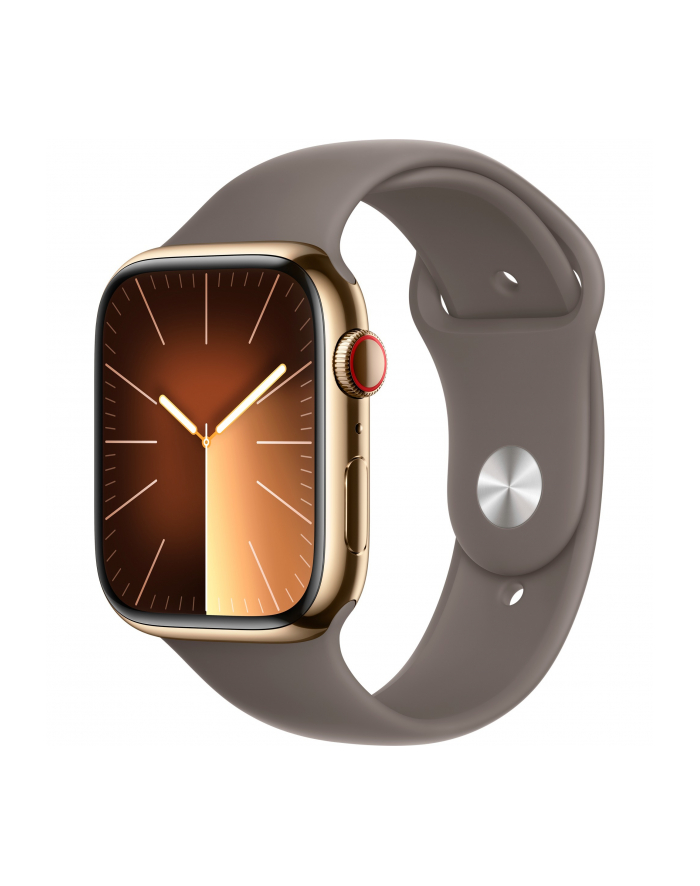 Apple Watch Series 9, Smartwatch (gold/brown, stainless steel, 45 mm, sports strap, cellular) główny