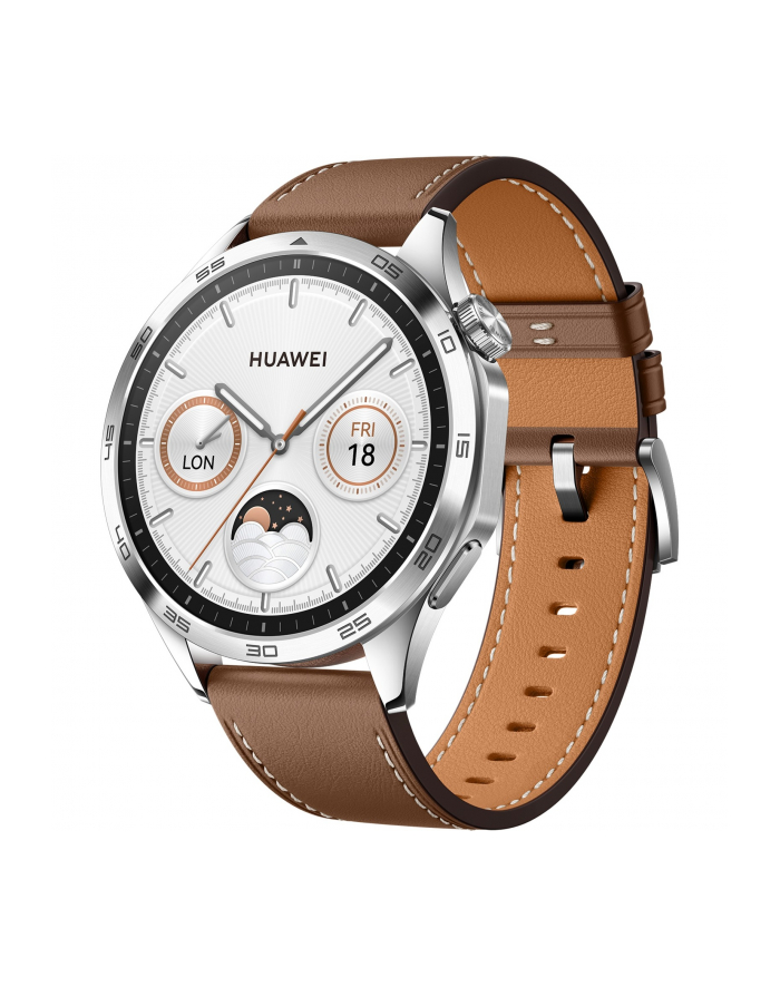 Smartphome Huawei Watch GT4 46mm (Phoinix-B19L), smartwatch (silver, brown leather strap) główny
