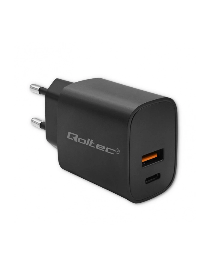 qoltec Ładowarka GaN Power Pro | 1xUSB-C | 1xUSB | 30W | 5-20V | 1.5-3A | Czarna główny