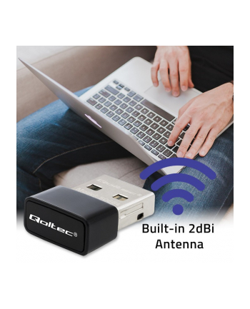 qoltec Ultraszybki bezprzewodowy mini adapter USB Wi-Fi | standard AC | 650Mbps