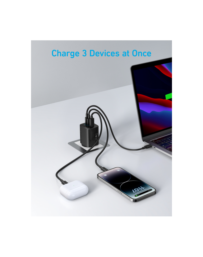 anker Ładowarka 336 67W 1xUSB-A 2xUSB-C Czarna główny