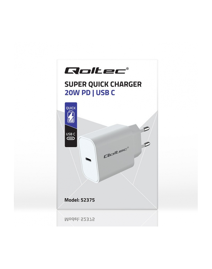 qoltec Ładowarka Super Quick PD | USB-C | 20W | 5-12V | 1.67-3A | Biała główny