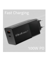 qoltec Ładowarka GaN Power Pro | 1xUSB-C | 1xUSB | 100W | 5-20V | 1.5-5A| PD | Czarna - nr 14