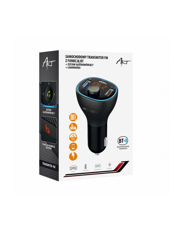 ART Car FM MP3 TRANSMITTER with BT USB LCD function FM-73 QC3.0 główny