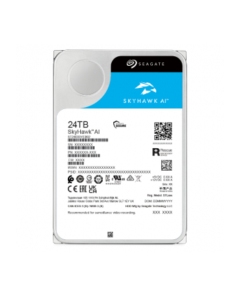 SEAGATE Surveillance Video Optimized AI Skyhawk 24TB HDD SATA 6Gb/s 512MB cache 3.5inch CMR Helium