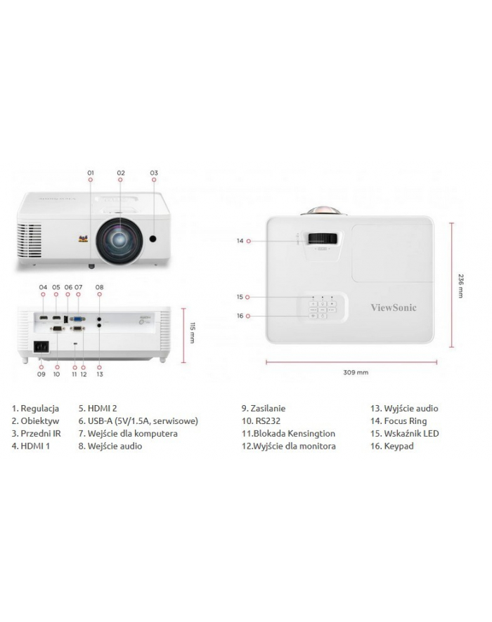 viewsonic Projektor PS502X-EDU XGA/4000 główny