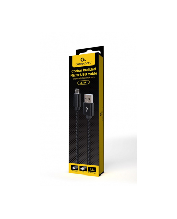 GEMBIRD Kabel USB - Micro USB w oplocie tekstylnym wtyki w osłonie metalowej 1.8m Czarny