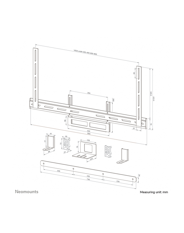 NEOMOUNTS universal Videobar Soundbar and Camera mount for Jabra Poly Neat Logitech Yealink Cisco Bose główny