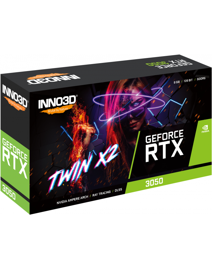 INNO3D GeForce RTX3050 Twin X2 V2 8GB GDDR6 1xDP 1xHDMI 1xDVI główny