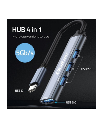 qoltec HUB adapter USB-C 3.1 4w1 | USB 3.0 | 3x USB 2.0