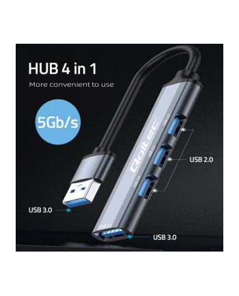 qoltec HUB adapter USB 3.0 4w1 | USB 3.0 | 3x USB 2.0