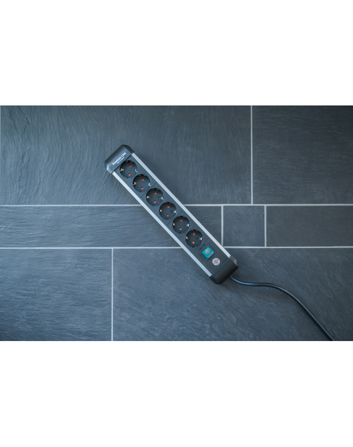 Brennenstuhl Premium-Alu-Line power strip 6-way (Kolor: CZARNY/silver, 3 meters, with safety switch) główny